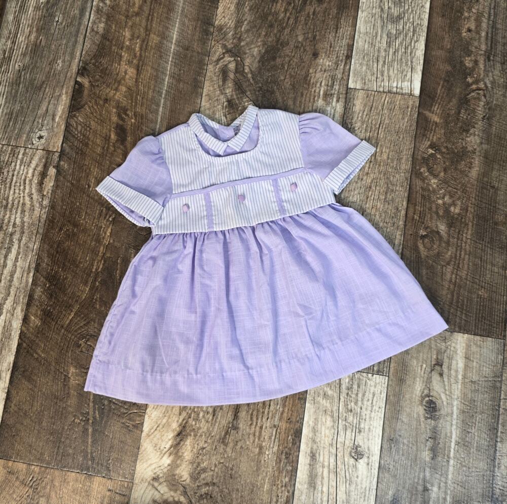 Vintage Lavender Girls Dress Peter Pan Collar Cottagecore Spring Dress Todder 3T